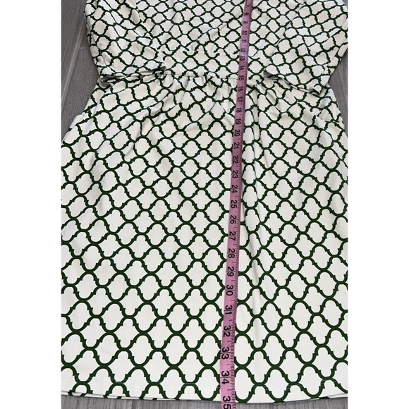 J Mclaughlin Ivory Green Scoop Neck 3/4 Sleeve Catalina Cloth Sheath Dress Small - Picture 6 of 8